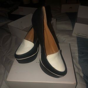 New Black and white Platform heels